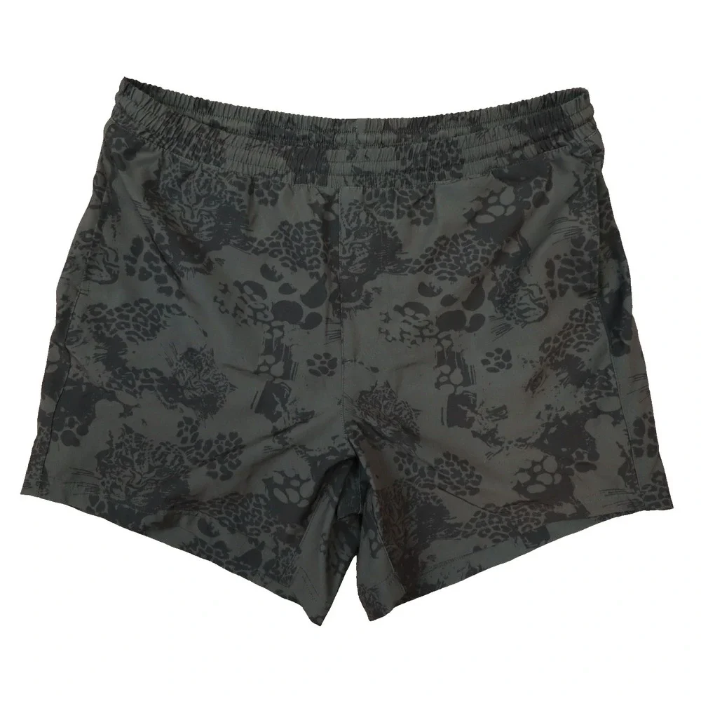 maamgic Grey Leopard Jungle Print Swim Trunks Lined Shorts size XL Beach Resort‎